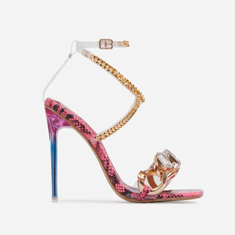 Rhinestone Strapped Sexy High Heels