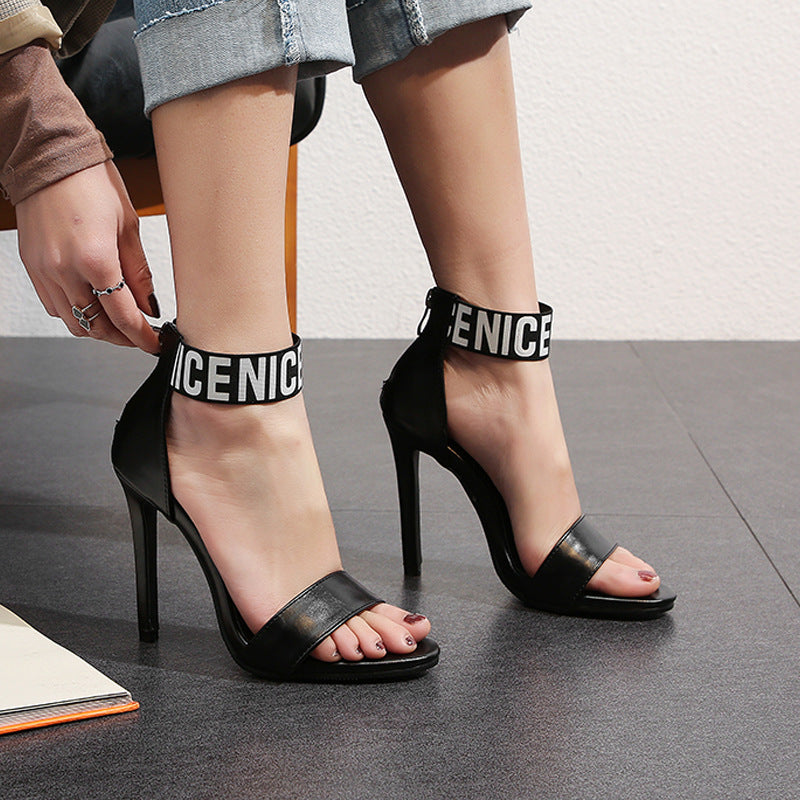 Open-Toe High Heels for Women with Slim Heels