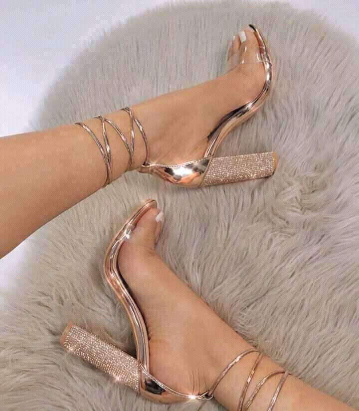 Chunky Sandals, Transparent Heels, Rhinestone High Heels